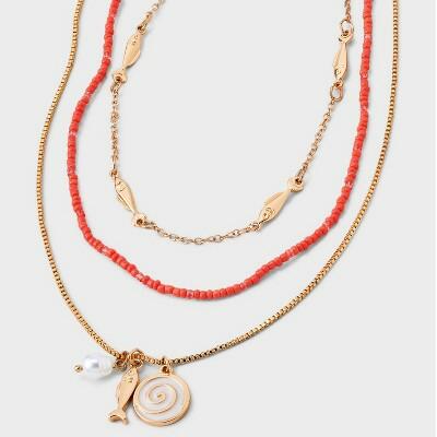 Load image into Gallery viewer, Universal Thread™ Fish Charms Pearl Quartz Multi-Strand Necklace Pink
