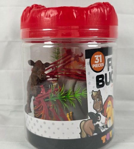 Fun Bucket Farm Animals Toy Planet 31 Pieces Multicolor China Made