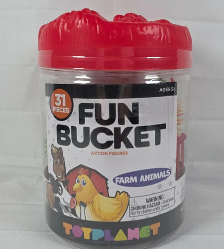 Fun Bucket Farm Animals Toy Planet 31 Pieces Multicolor China Made