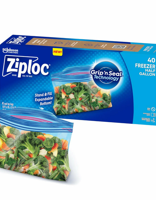 Load image into Gallery viewer, Ziploc Half Gallon Freezer Bags Grip 'n Seal Technology 40 Count
