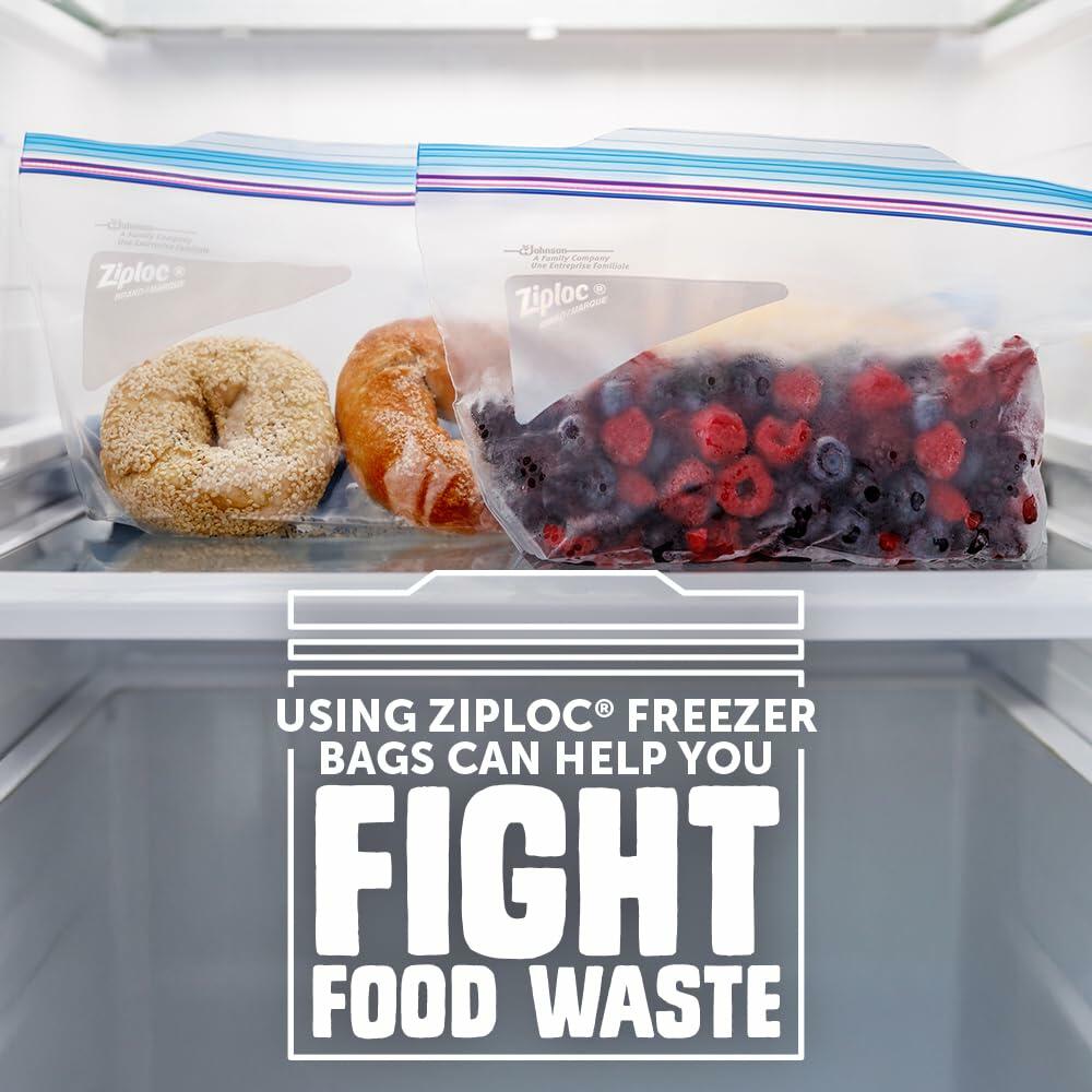 Ziploc Half Gallon Freezer Bags Grip 'n Seal Technology 40 Count