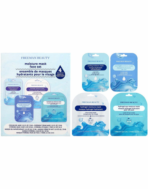 Load image into Gallery viewer, Freeman 4 Piece Moisture Mask Set Hydrating Face &amp; Under Eye Hydrogel Vegan
