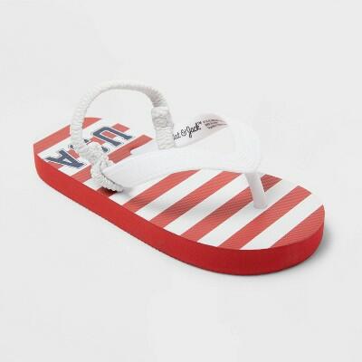 Load image into Gallery viewer, Cat &amp; Jack Toddler Adrian Americana USA Flip Flops Red/White/Blue Size S 5/6
