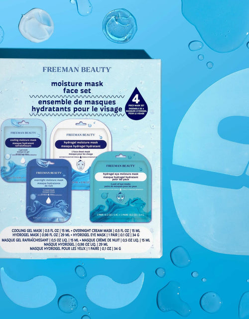 Load image into Gallery viewer, Freeman 4 Piece Moisture Mask Set Hydrating Face &amp; Under Eye Hydrogel Vegan
