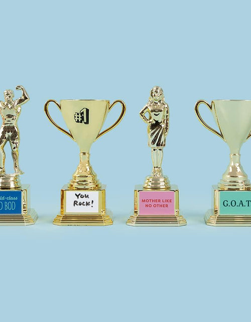 Load image into Gallery viewer, Customizable #1 Gold Trophy Cup Weighted Plastic 8"H x 3.25"W Reusable Gift
