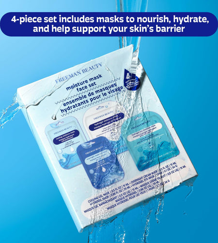 Freeman 4 Piece Moisture Mask Set Hydrating Face & Under Eye Hydrogel Vegan