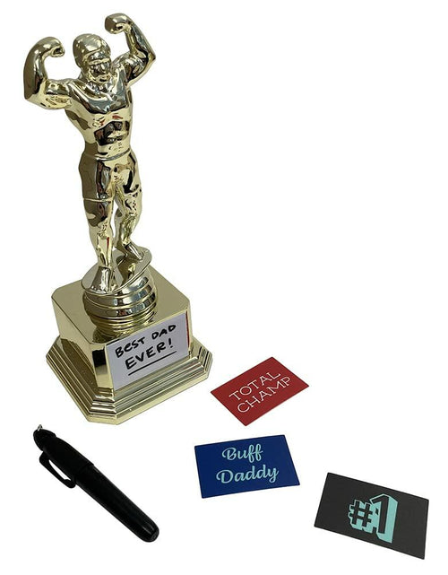 Load image into Gallery viewer, Customizable #1 Gold Trophy Cup Weighted Plastic 8"H x 3.25"W Reusable Gift
