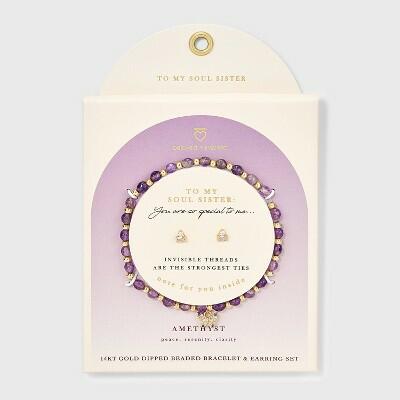 Load image into Gallery viewer, Butterfly Charm Beaded Bracelet &amp; Stud Earrings Set 2pc Amethyst
