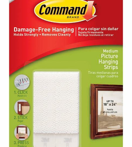 3M Command Picture Hang Strip Medium White Foam 4 Sets