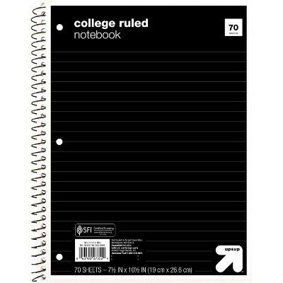 Load image into Gallery viewer, up&amp;up Spiral Notebook 1 Subject College Ruled 70 Pages 7.5x10.5 Black
