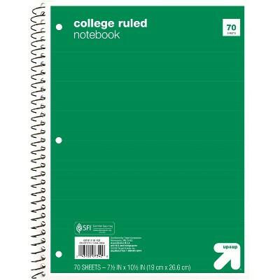 Load image into Gallery viewer, up&amp;up Spiral Notebook 1 Subject College Ruled 70 Pages 7.5x10.5 Green
