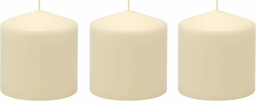 Load image into Gallery viewer, [Like New] 6 Pack Ivory Wax Pillar Candles 3x3 Inch 18 Hour Unscented Traditional Wedding

