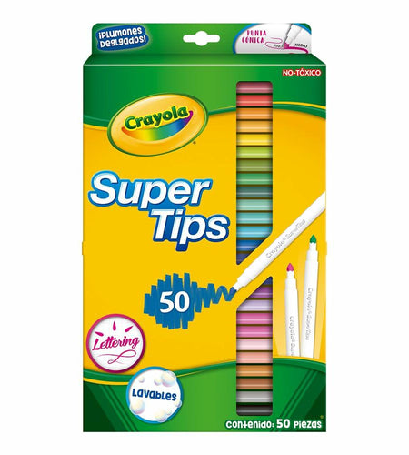 Crayola Washable Markers Super Tips 50ct Assorted Colors Fine Point