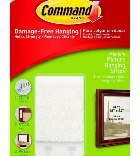 3M Command Picture Hang Strip Medium White Foam 4 Sets