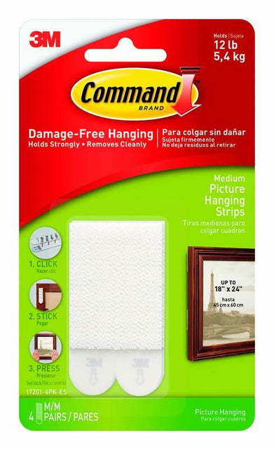 Load image into Gallery viewer, 3M Command Picture Hang Strip Medium White Foam 4 Sets
