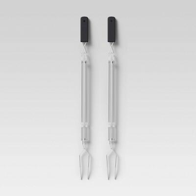 Load image into Gallery viewer, Room Essentials Stainless Steel Extension Forks 2pk Black Polypropylene Handle
