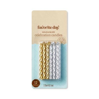 Load image into Gallery viewer, Favorite Day™ Gold Silver Twist Candles 12ct
