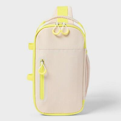 Load image into Gallery viewer, Sun Squad Soft Sided Cooler 6 Cans 4.5qt Beige Yellow Recycled Polyester
