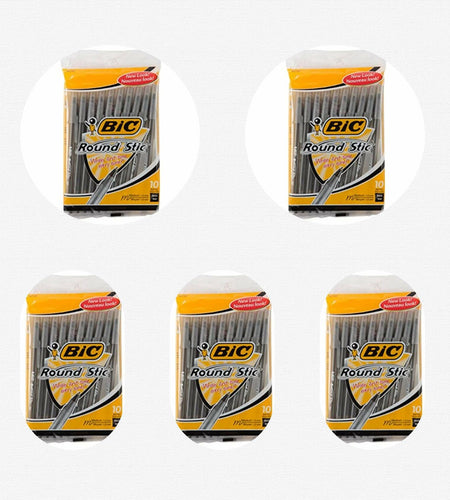 BIC Round Stic Xtra Life Ballpoint Pen 1.0mm Black 10 Count