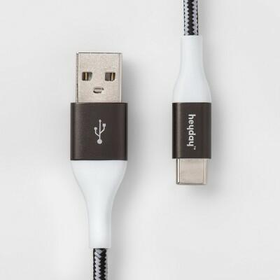 Load image into Gallery viewer, Heyday USB-C to USB-A Braided Cable 4ft Black/White/Gunmetal
