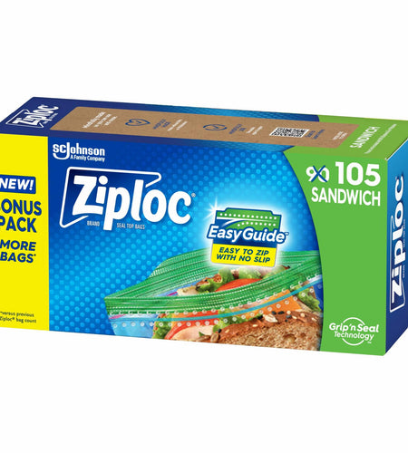 [Like New] Ziploc Sandwich & Snack Bags 105 Count EasyGuide Grip n Seal Storage