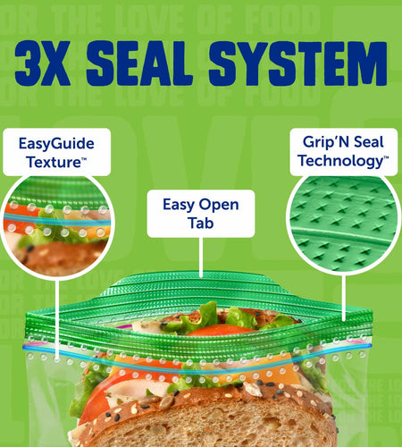 [Like New] Ziploc Sandwich & Snack Bags 105 Count EasyGuide Grip n Seal Storage