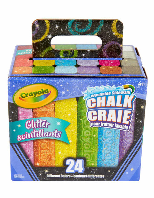 Load image into Gallery viewer, Crayola Glitter Chalk 24 Count Assorted Colors Washable Sidewalk Art
