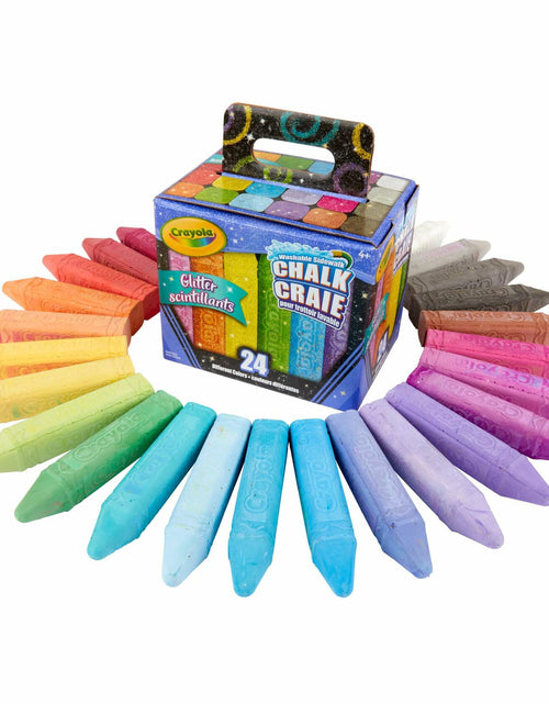 Load image into Gallery viewer, Crayola Glitter Chalk 24 Count Assorted Colors Washable Sidewalk Art
