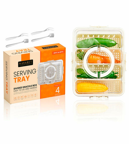 [Like New] Snackle Box Divided Serving Tray with Lid & Handle 4 Compartments