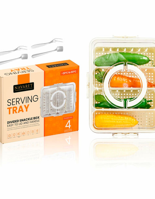 Load image into Gallery viewer, [Like New] Snackle Box Divided Serving Tray with Lid &amp; Handle 4 Compartments
