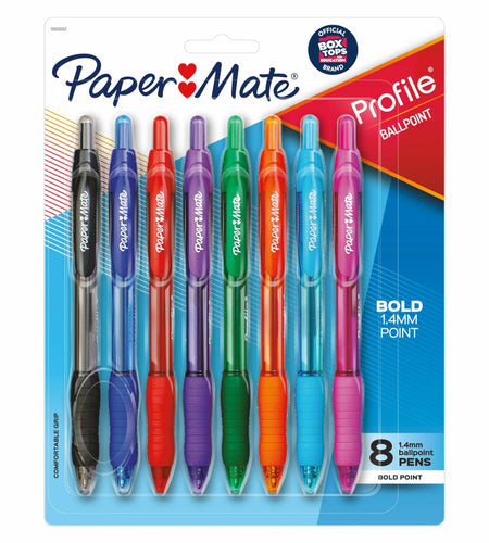 Paper Mate Profile Retractable Ballpoint Pens Assorted Colors 8-Count