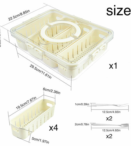 [Like New] Snackle Box Divided Serving Tray with Lid & Handle 4 Compartments