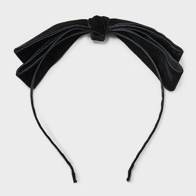 Load image into Gallery viewer, A New Day Velvet Bow Headband Black Eco-Friendly Velvet Metal Oval
