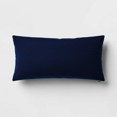 Load image into Gallery viewer, Threshold Outdoor Decorative Velvet Pillow Cover Navy Blue 12x24
