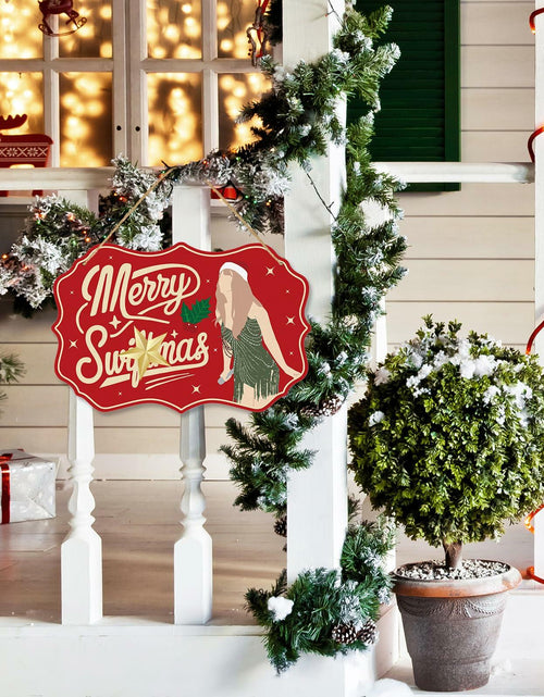 Load image into Gallery viewer, Funny Christmas Wood Door Sign Holiday Decor Welcome Front Door Hanging
