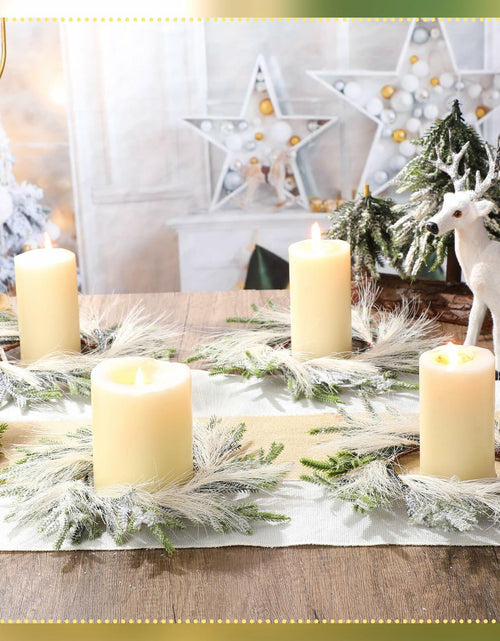 Load image into Gallery viewer, Daifunli 4 Pcs Wedding Candle Rings Pine Pampas Wreaths Small Christmas Decor

