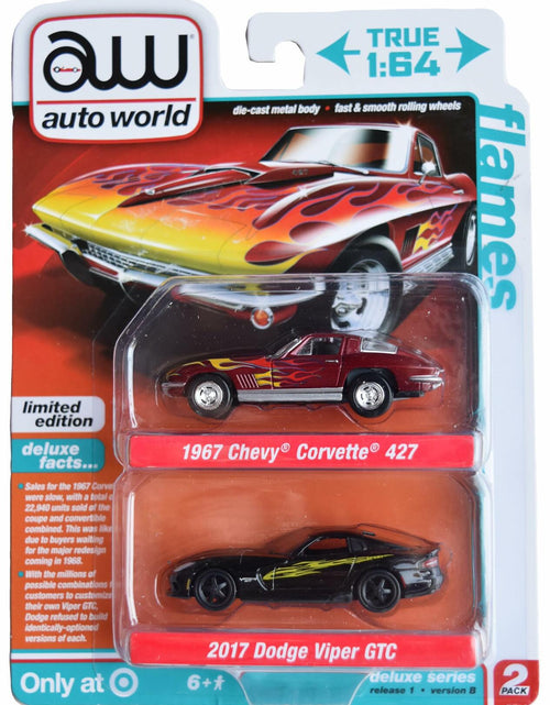 Load image into Gallery viewer, Auto World 1967 Chevy Corvette 427 &amp; 2017 Dodge Viper GTC 1:64 2 Pack
