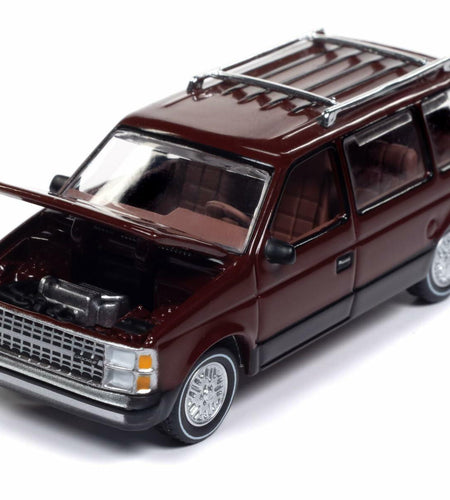 Auto World 1985 Dodge Caravan AWSP167B Black 1/64 Diecast Model