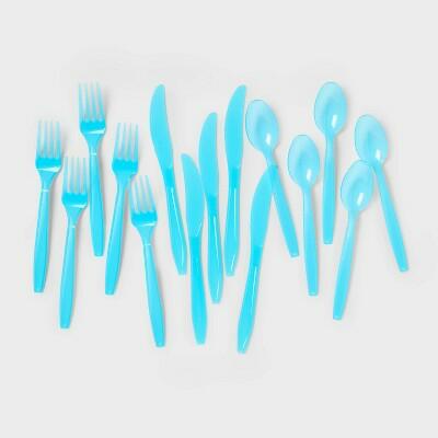 Load image into Gallery viewer, [Like New] Sun Squad™ Blue Disposable Flatware Sets 24ct
