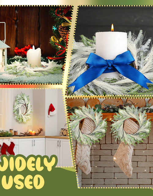 Load image into Gallery viewer, Daifunli 4 Pcs Wedding Candle Rings Pine Pampas Wreaths Small Christmas Decor
