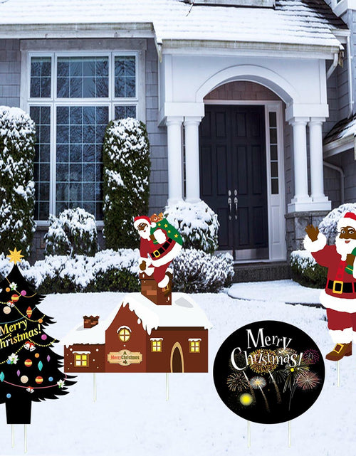 Load image into Gallery viewer, Christmas Yard Stakes Black Christmas Tree Santa Claus Outdoor Lawn Decor
