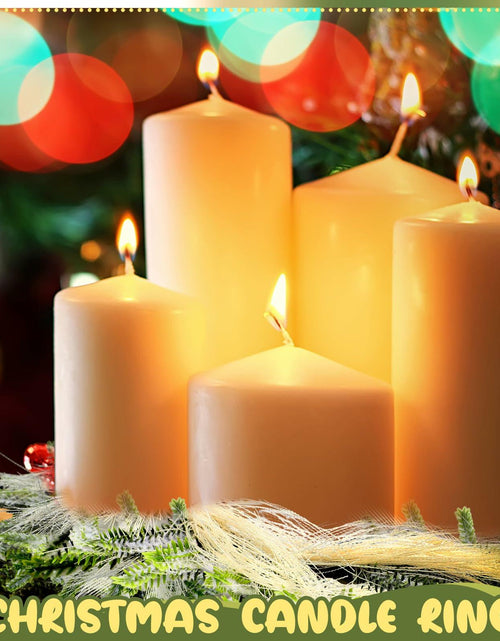 Load image into Gallery viewer, Daifunli 4 Pcs Wedding Candle Rings Pine Pampas Wreaths Small Christmas Decor

