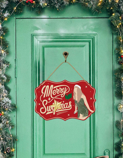 Load image into Gallery viewer, Funny Christmas Wood Door Sign Holiday Decor Welcome Front Door Hanging
