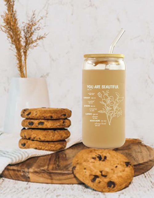 Load image into Gallery viewer, Gvlrbut Christian Glass Tumbler with Lid &amp; Straw 16oz Clear

