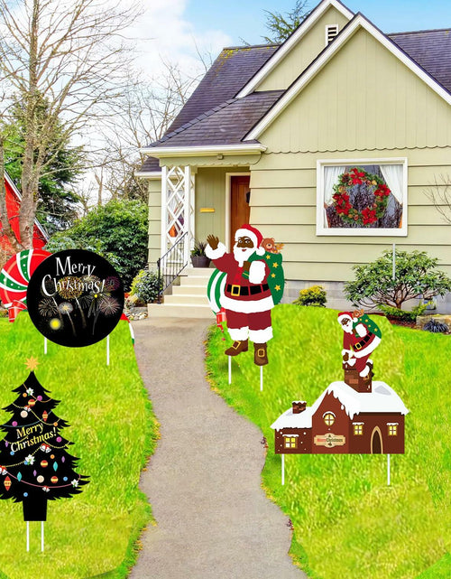 Load image into Gallery viewer, Christmas Yard Stakes Black Christmas Tree Santa Claus Outdoor Lawn Decor
