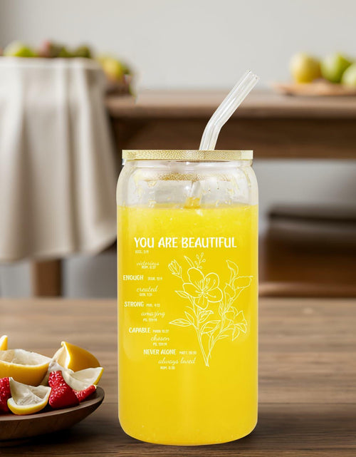Load image into Gallery viewer, Gvlrbut Christian Glass Tumbler with Lid &amp; Straw 16oz Clear
