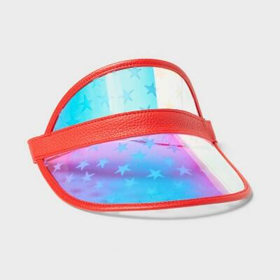 Load image into Gallery viewer, Sun Squad Adult PVC Stars Visor Red Size Adult
