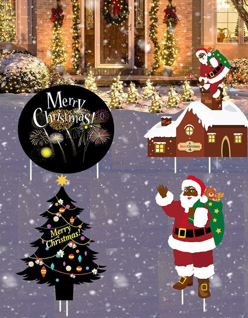 Load image into Gallery viewer, Christmas Yard Stakes Black Christmas Tree Santa Claus Outdoor Lawn Decor
