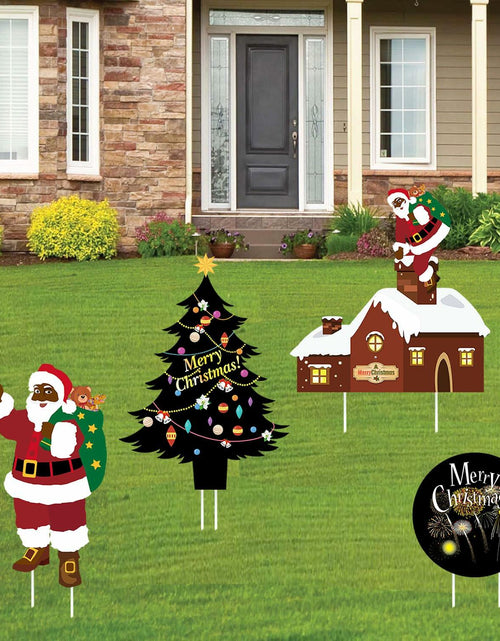 Load image into Gallery viewer, Christmas Yard Stakes Black Christmas Tree Santa Claus Outdoor Lawn Decor
