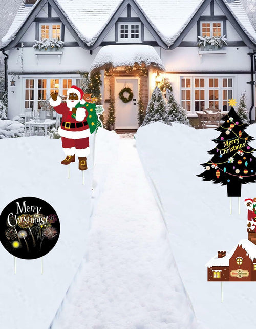 Load image into Gallery viewer, Christmas Yard Stakes Black Christmas Tree Santa Claus Outdoor Lawn Decor
